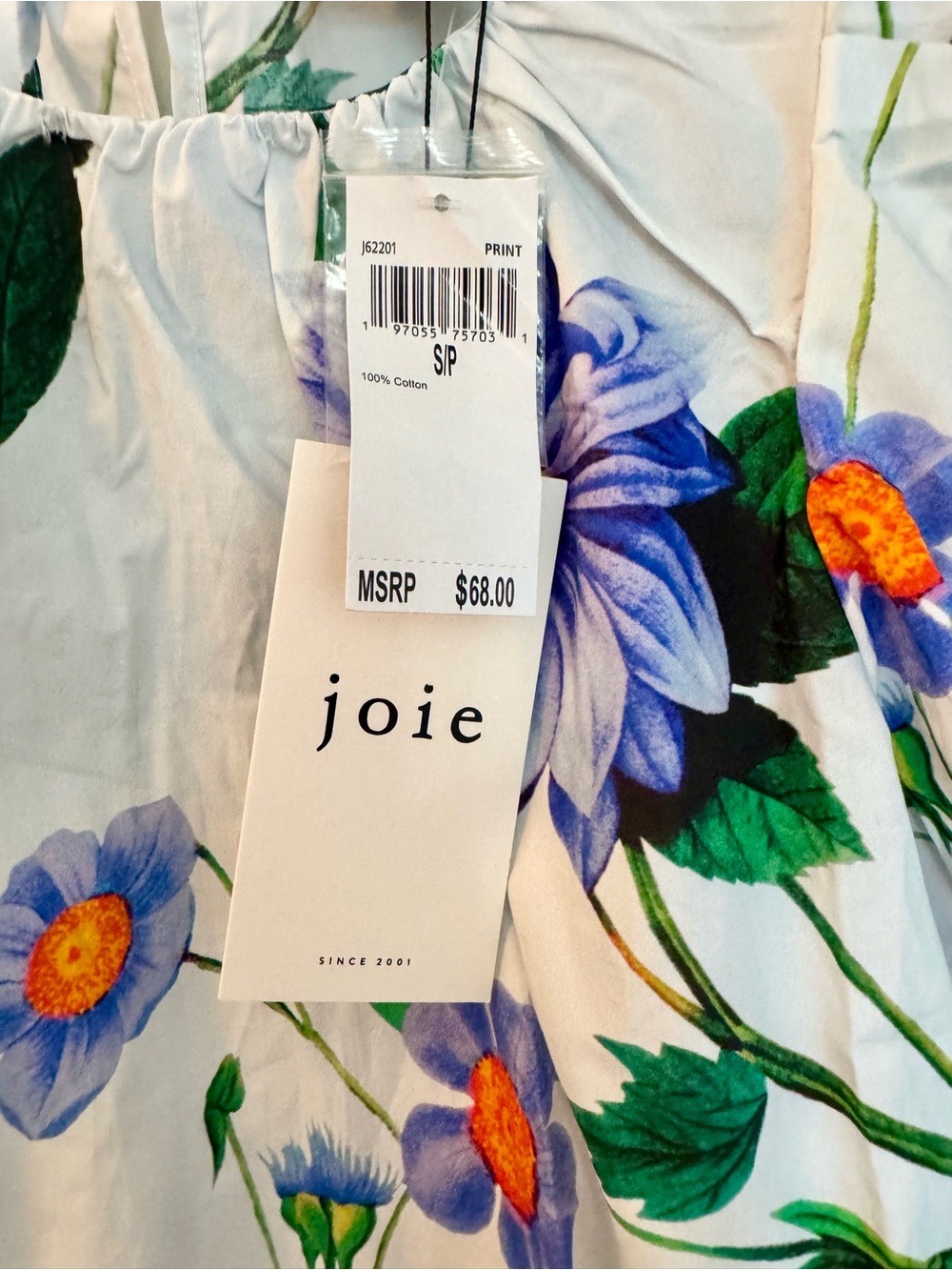 🌺🪻Joie Floral Puff Sleeve Cotton Poplin Blouse | Size S - Picture 6 of 6